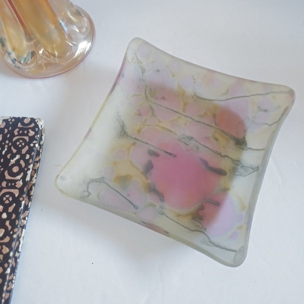 Rueven Art Glass Square Trinket Dish